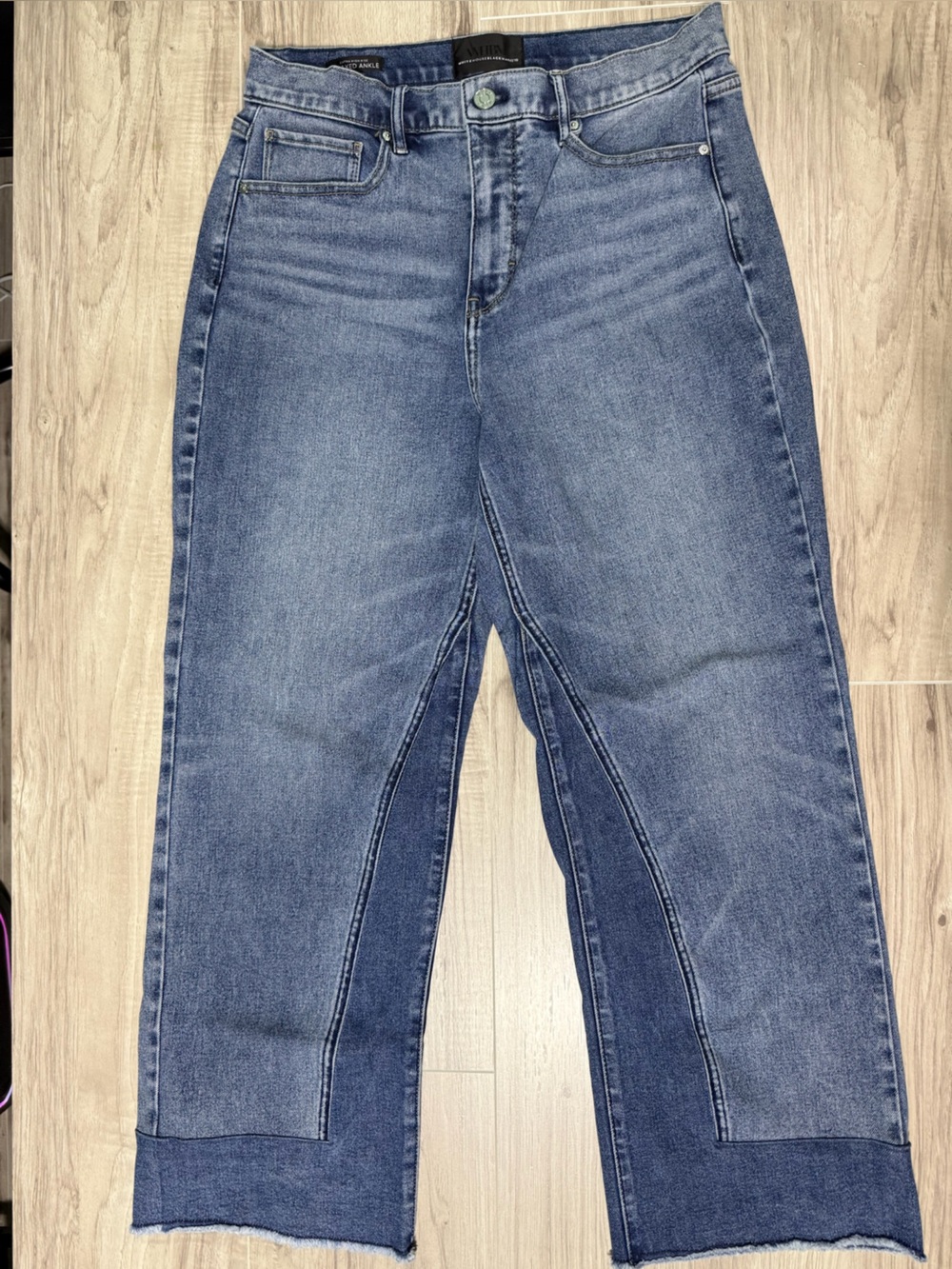 White House Black Market Two-Tone Extra High Rise Relaxed Ankle Jean